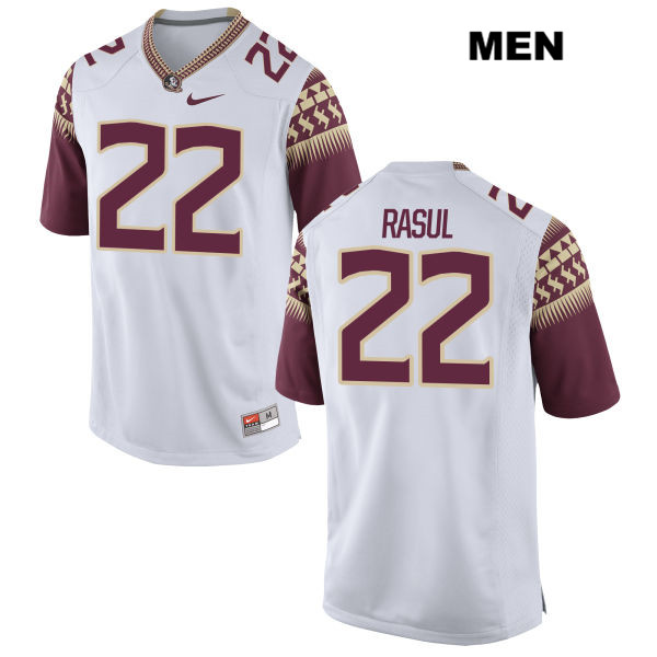 Men's NCAA Nike Florida State Seminoles #22 Amir Rasul College White Stitched Authentic Football Jersey QYJ0169NX